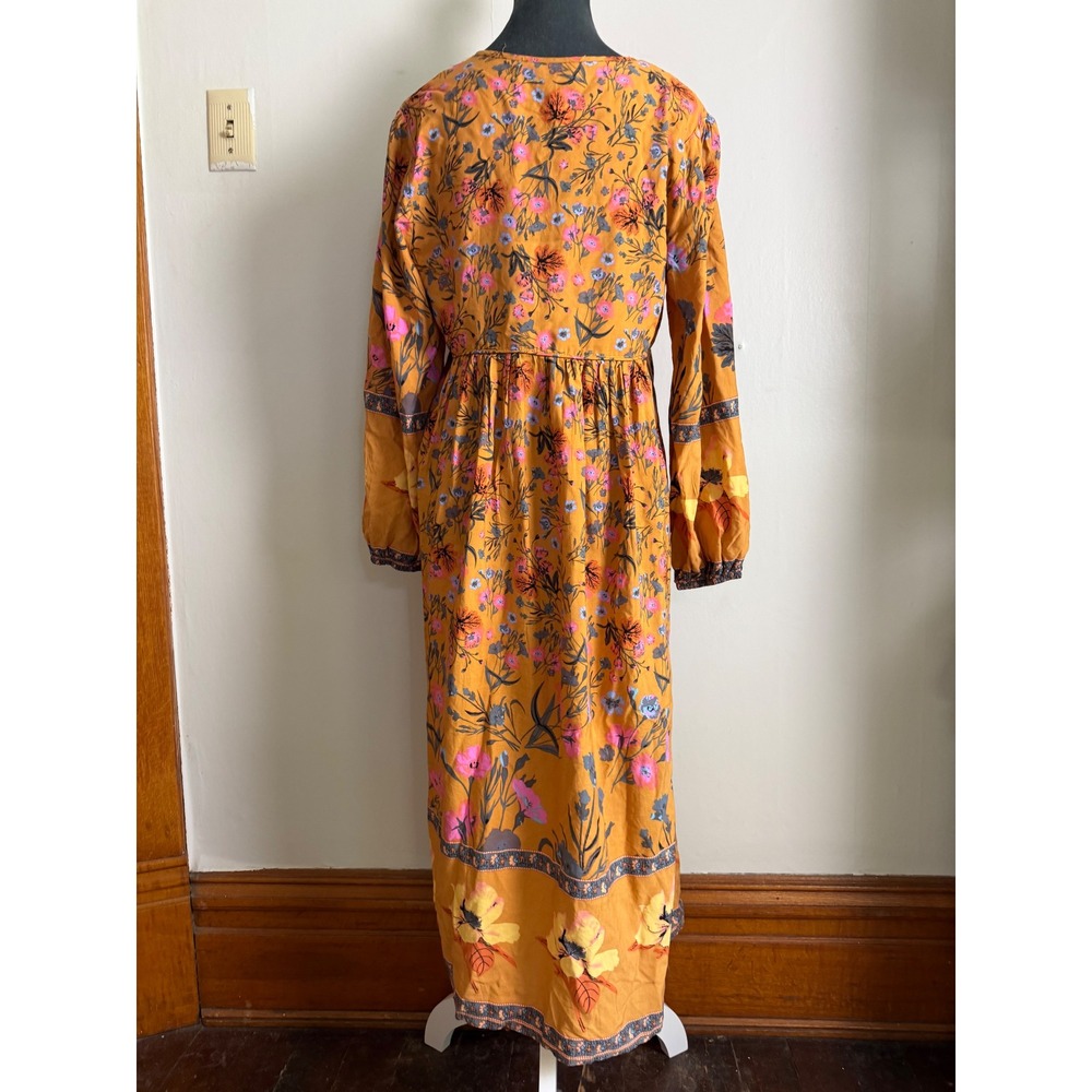 R.Vivimos Floral Boho Tassel Maxi Dress S 4/6 Long Sleeve cottagecore prairie - Picture 4 of 10